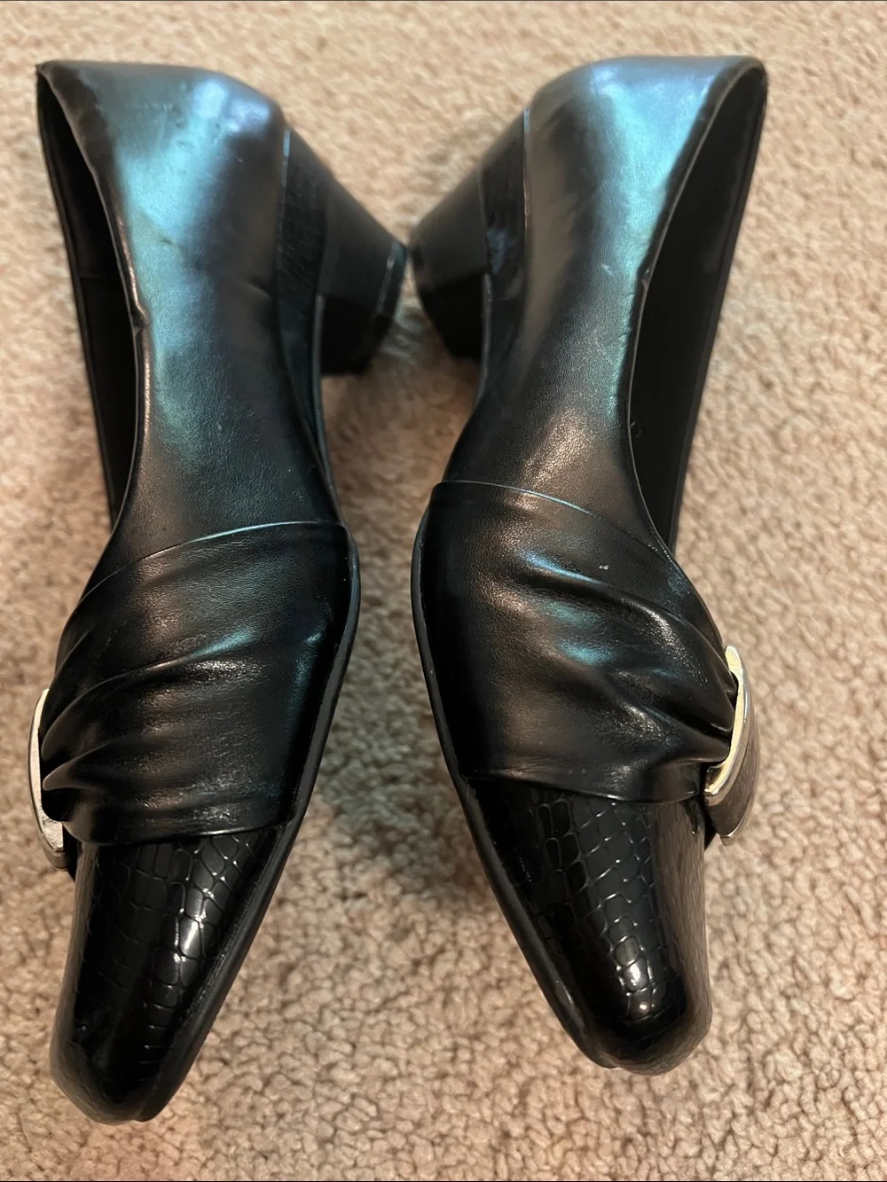 Black Women's Loafers with Silver Buckle by Marbella size 7
